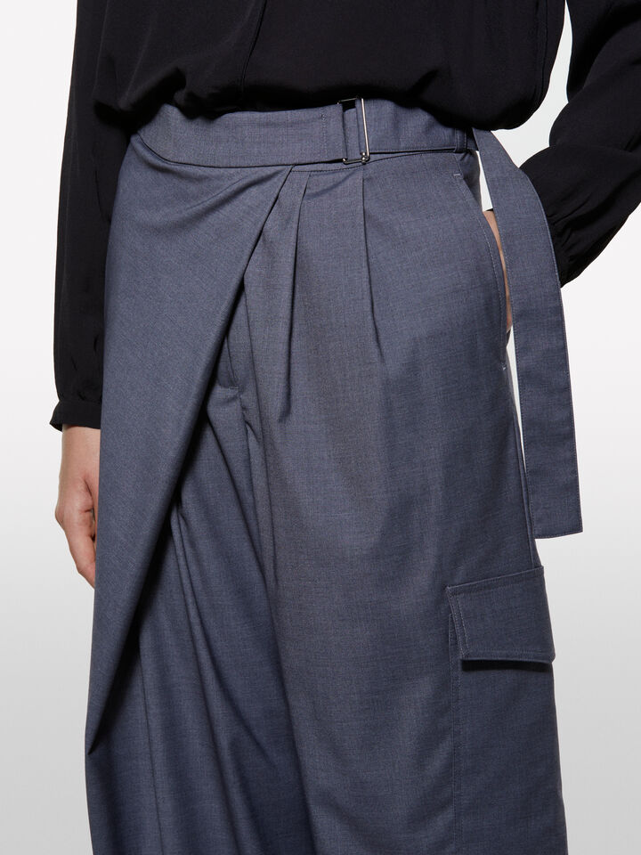 Gray sarong trousers - women's palazzo trousers - Dark Gray | Sisley image number 4